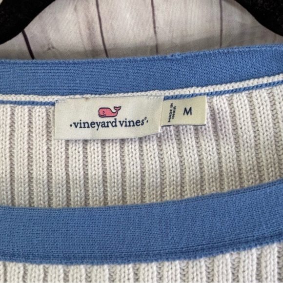 Vineyard Vines Ribbed Blue and White Striped Sweater Embroidered details Medium - Picture 5 of 7